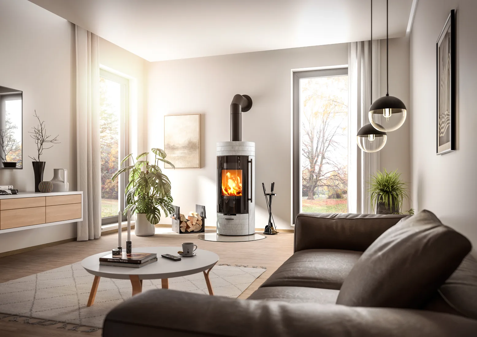 CGI Milieu Rendering eines Kaminofens